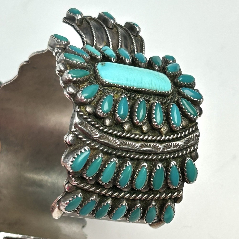 AY Navajo Turquoise Cluster Watch Cuff 78 Stone Attrib Alvin Yazzie 112.55g